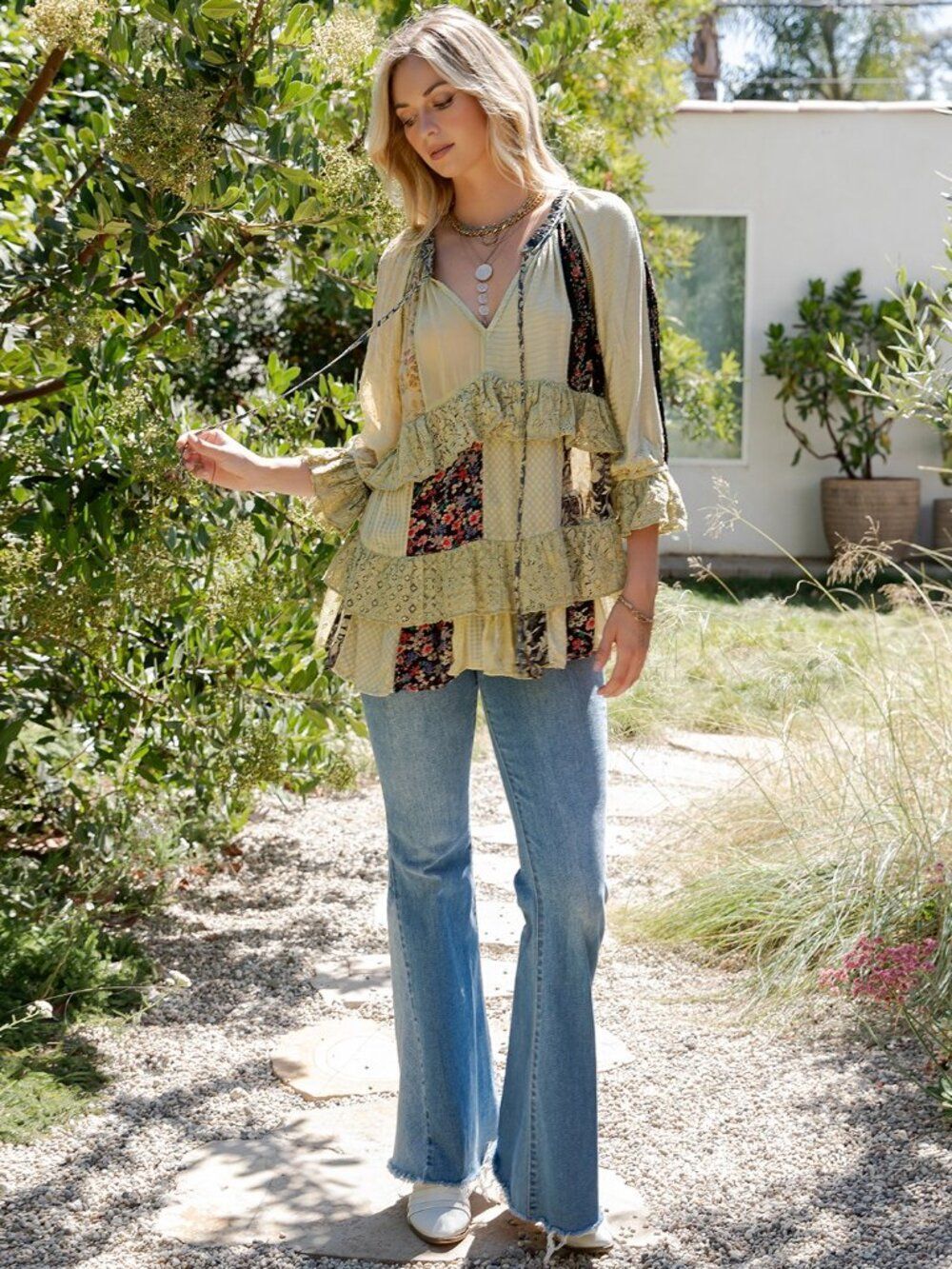 Young Threads Boho Ruffle Detail Pheasant Top Size M - Picture 5 of 7